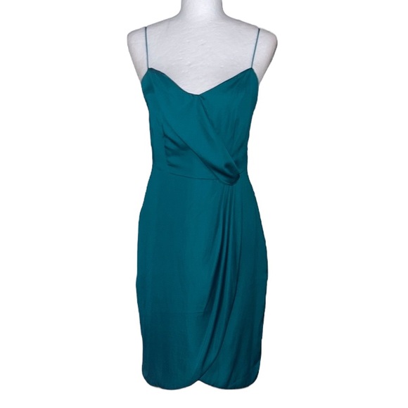 NWT Banana Republic Emerald Green Draped Front Slip Mini Dress - 4 - Picture 14 of 14